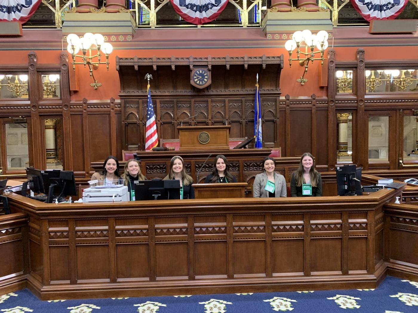 Student presiding officers at the Connecticut House rostrum