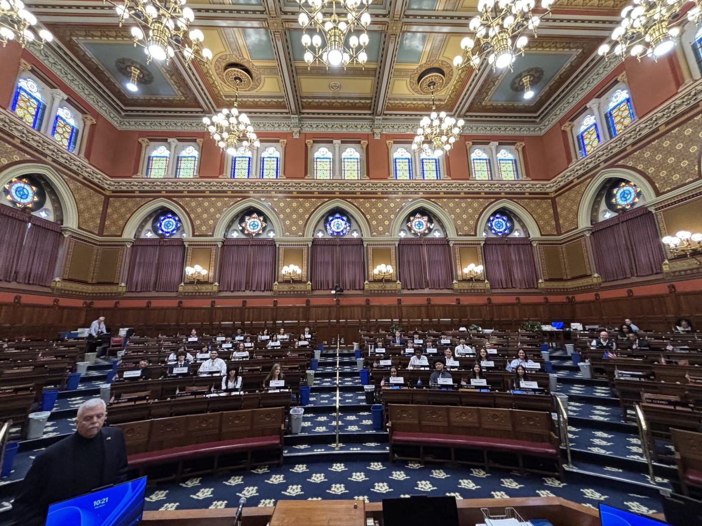 Delegates in session in the Connecticut House of Representatives chamber